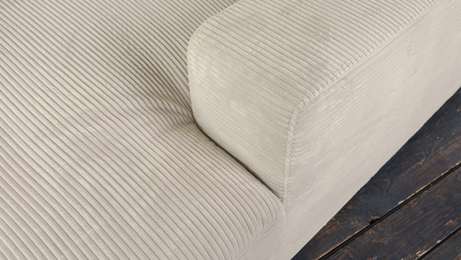 KAWOLA Big Sofa MADELINE Cord cremeweiß mit Hocker und 4 Zierkissen