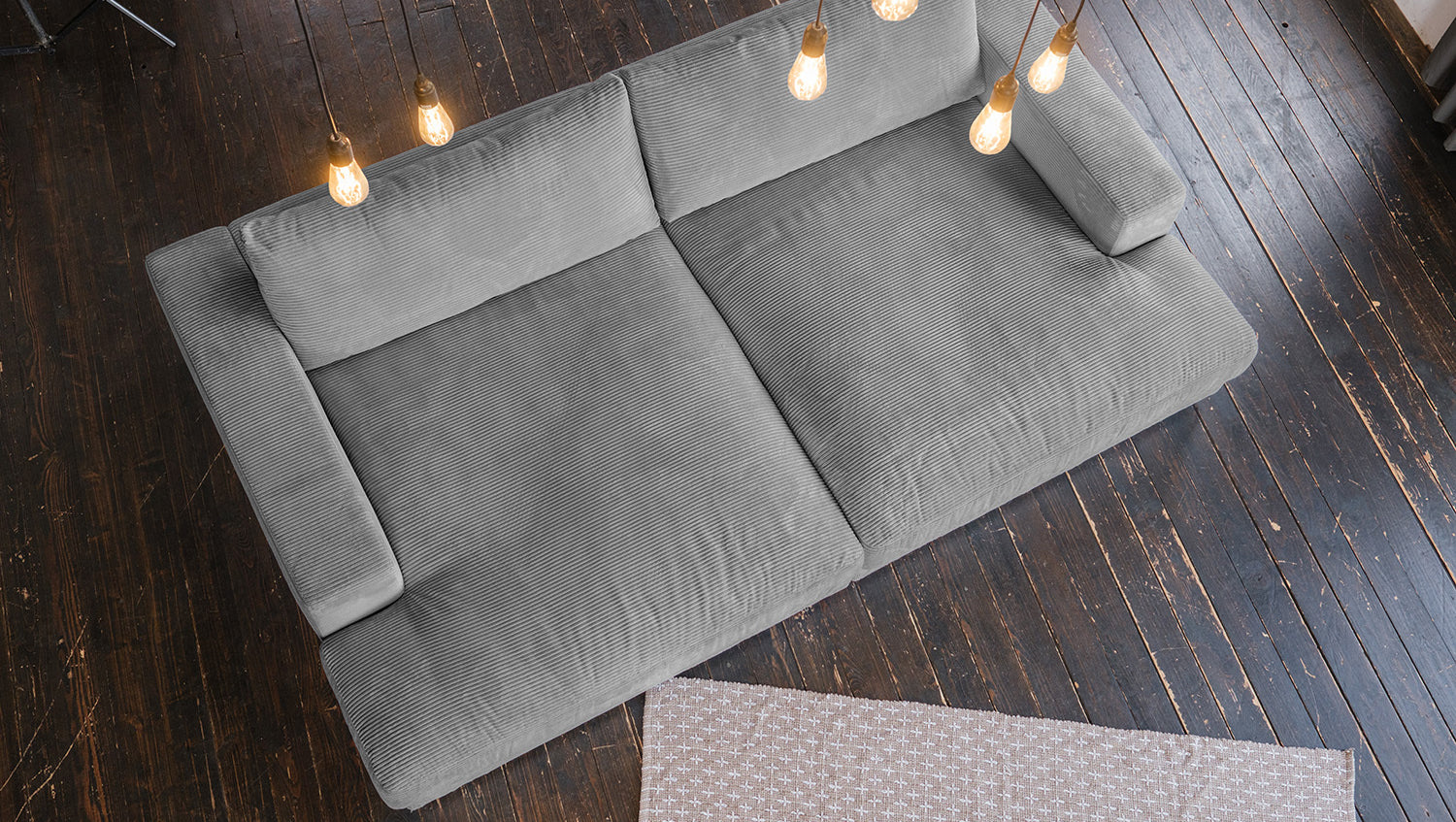 KAWOLA Big Sofa MADELINE Cord grau