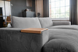 KAWOLA Big Sofa MADELINE Cord grau mit Hocker und 4 Zierkissen