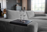 KAWOLA Big Sofa MADELINE Cord grau mit Hocker und 4 Zierkissen