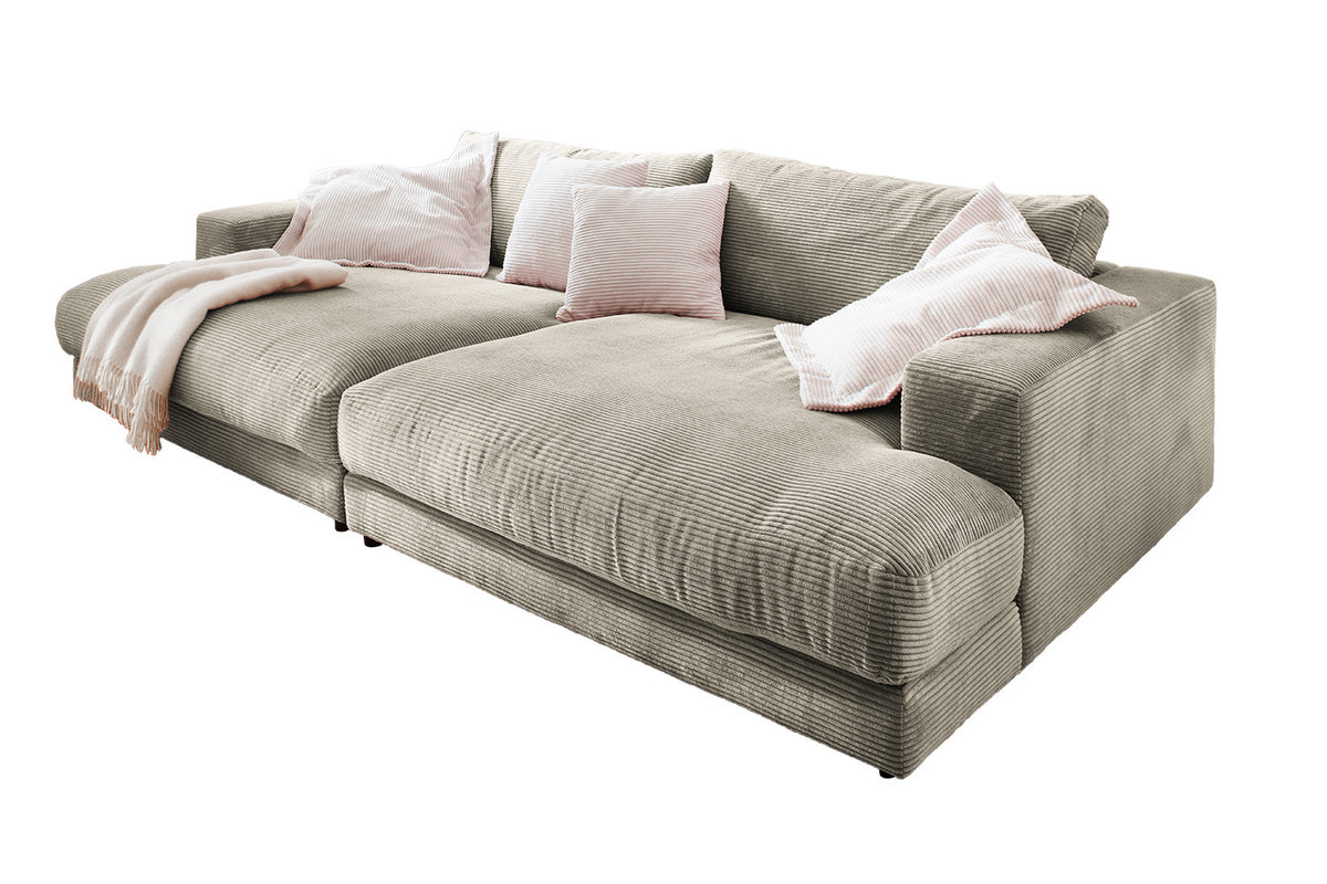KAWOLA Big Sofa MADELINE Cord steingrau
