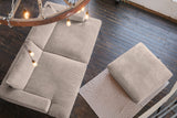 KAWOLA Big Sofa MADELINE Cord taupe mit Hocker und 4 Zierkissen