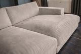KAWOLA Big Sofa MADELINE Cord taupe mit Hocker und 4 Zierkissen