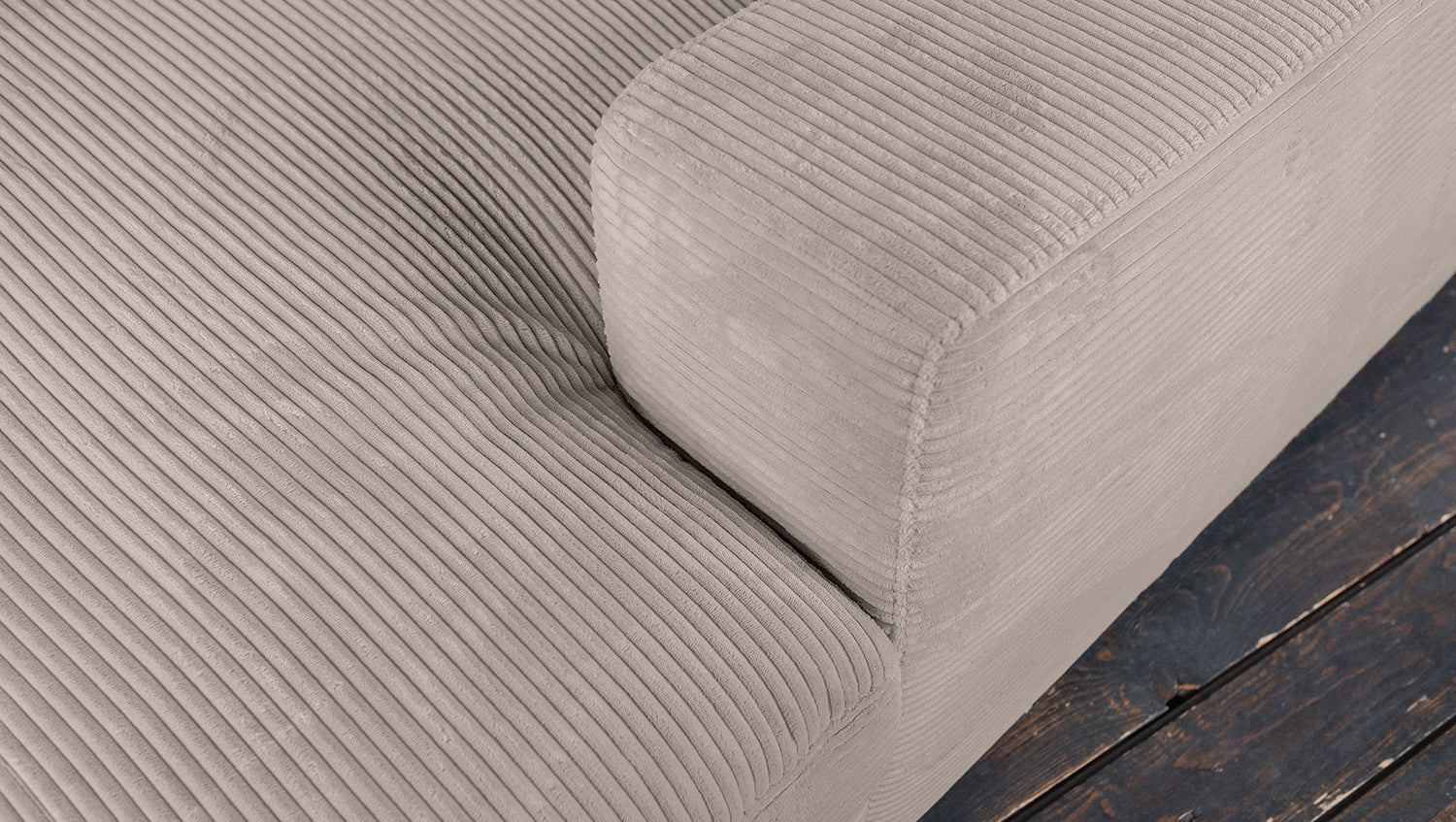 KAWOLA Big Sofa MADELINE Cord taupe mit Hocker und 4 Zierkissen