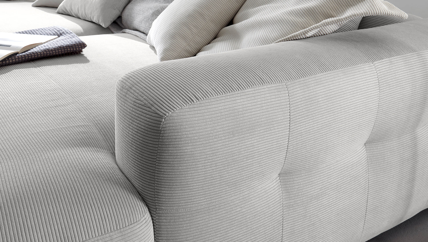 KAWOLA Big Sofa MIKA Feincord silber