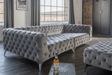 KAWOLA Big Sofa NARLA Chesterfield Sofa Velvet silber