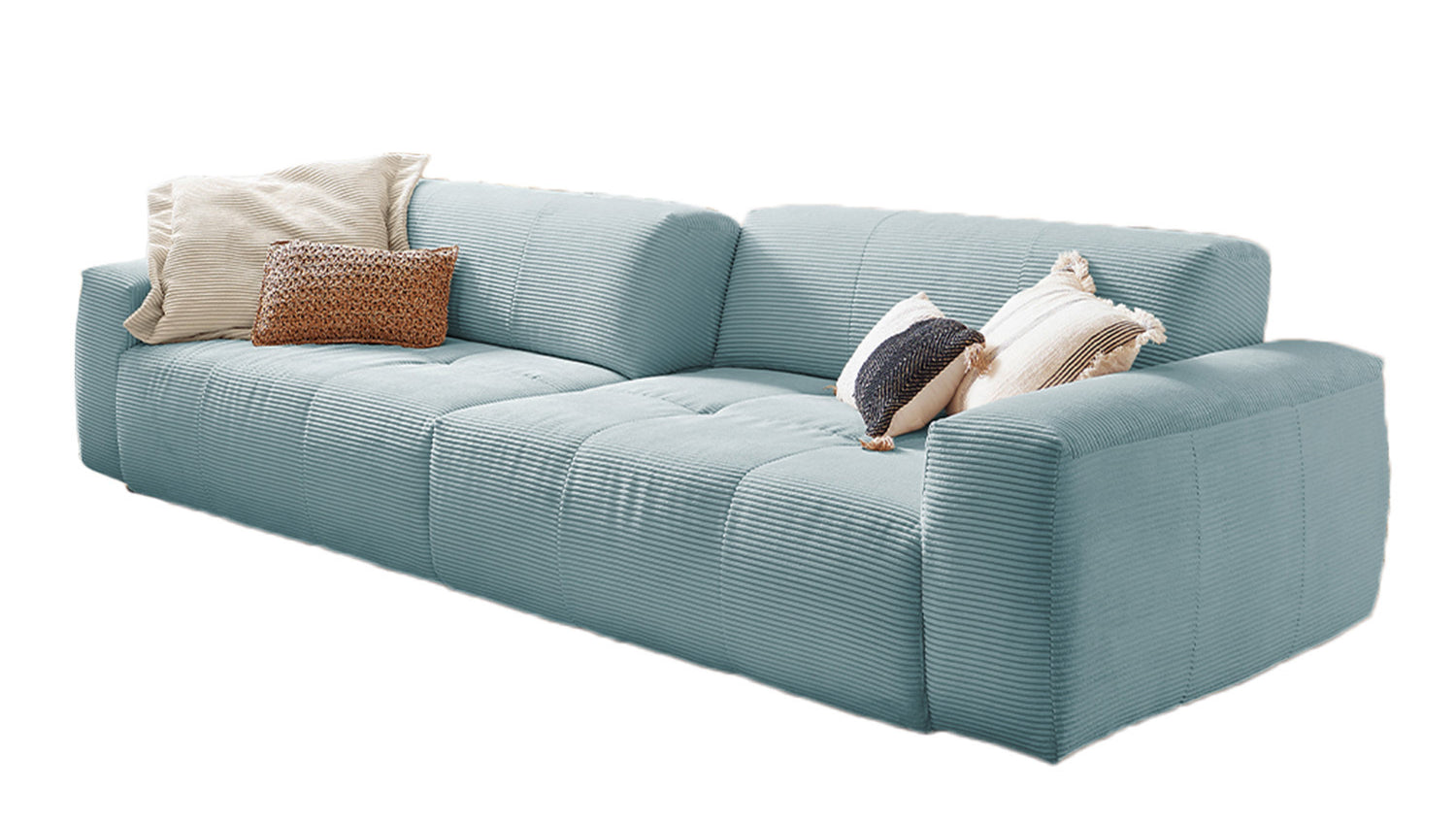 KAWOLA Big Sofa PALACE 3-Sitzer mit Sitztiefenverstellung Cord hellblau