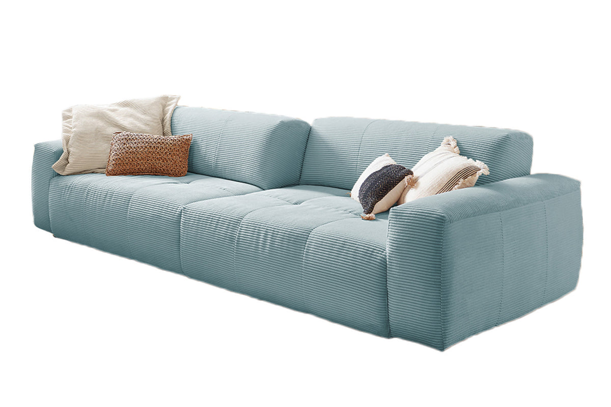 KAWOLA Big Sofa PALACE 3-Sitzer mit Sitztiefenverstellung Cord hellblau