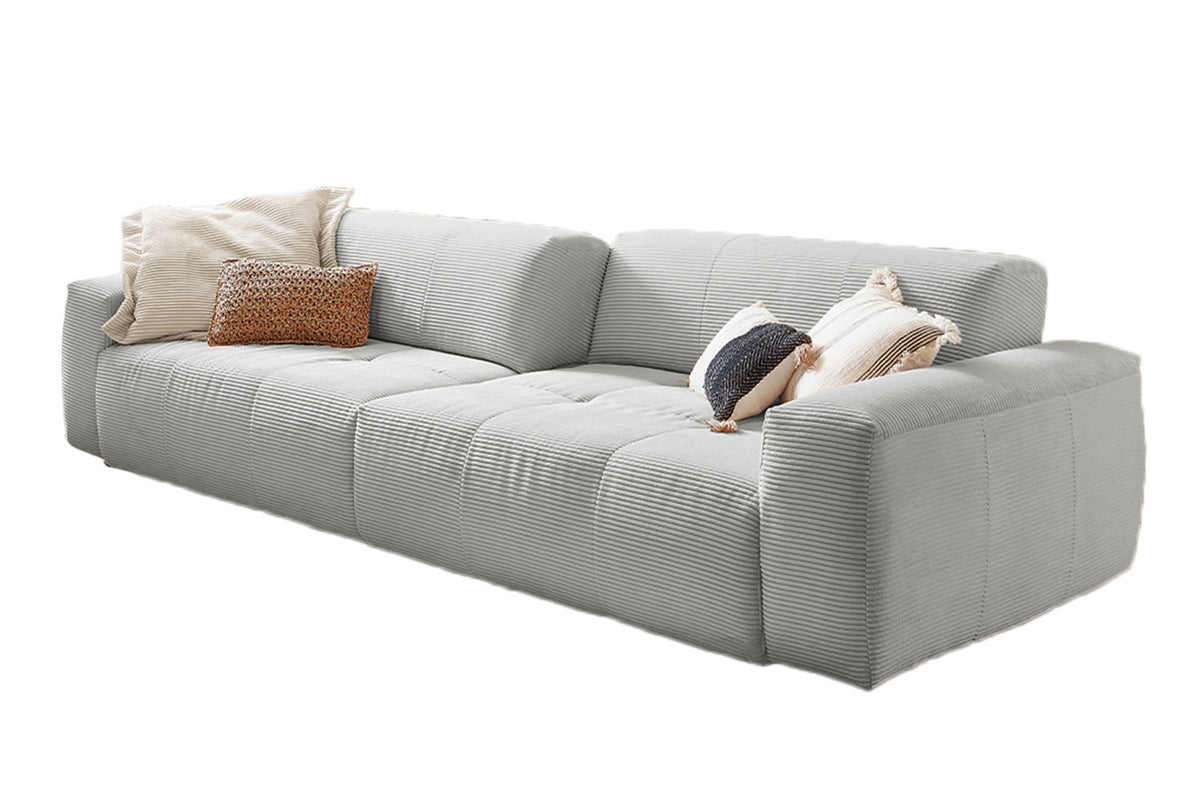 KAWOLA Big Sofa PALACE 3-Sitzer mit Sitztiefenverstellung Cord hellgrau