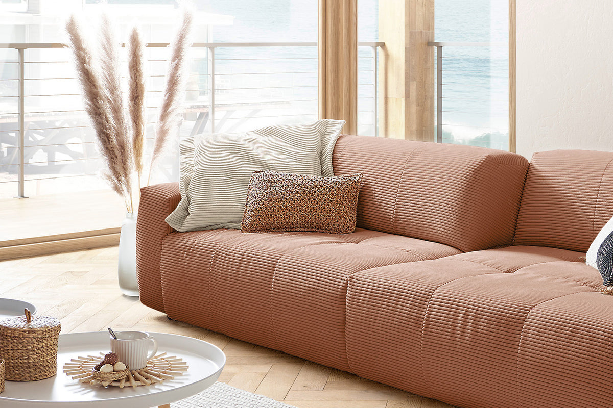 KAWOLA Big Sofa PALACE 3-Sitzer mit Sitztiefenverstellung Cord rost