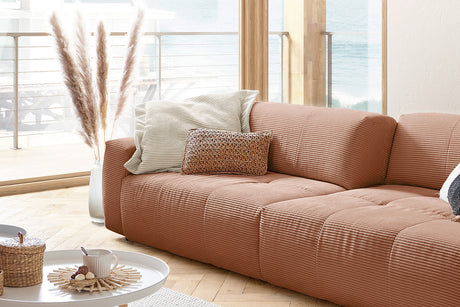 KAWOLA Big Sofa PALACE 3-Sitzer mit Sitztiefenverstellung Cord rost