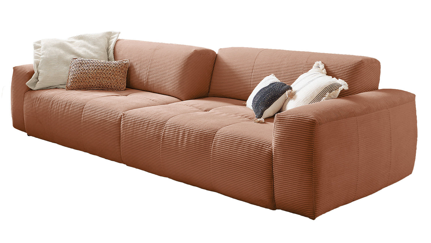 KAWOLA Big Sofa PALACE 3-Sitzer mit Sitztiefenverstellung Cord rost