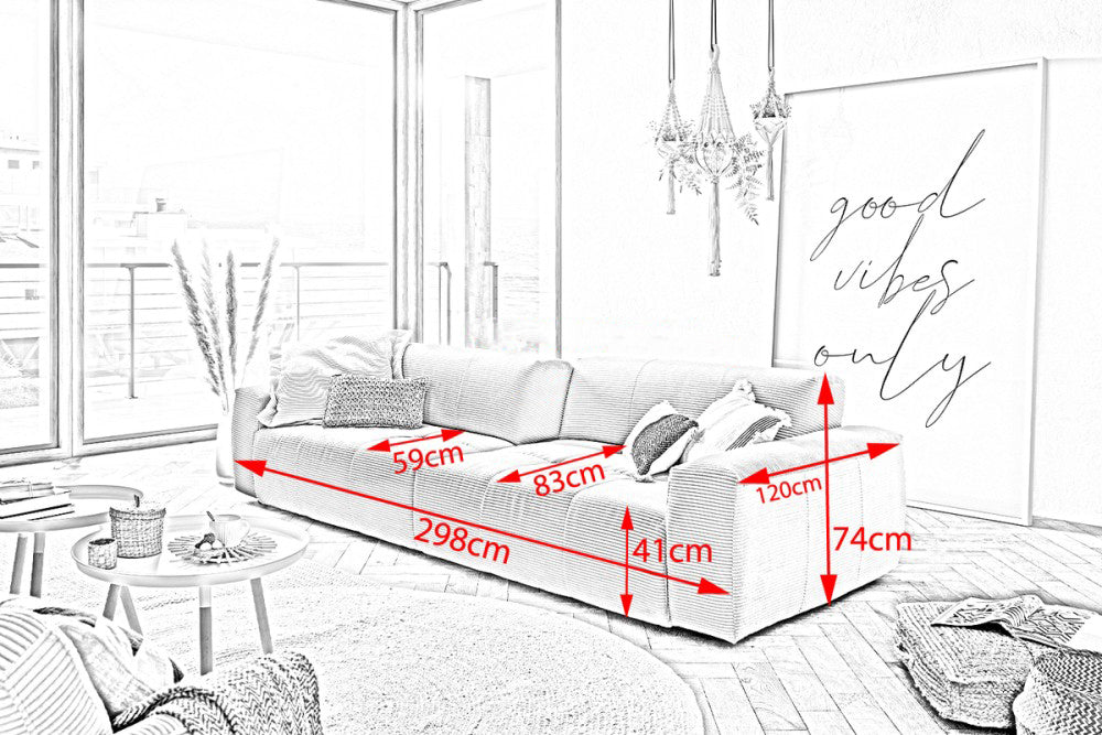 KAWOLA Big Sofa PALACE 3-Sitzer mit Sitztiefenverstellung Leder brandy