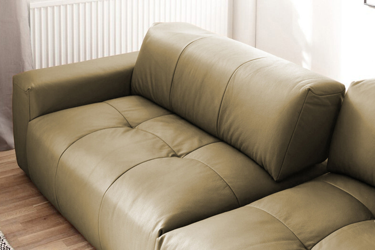 KAWOLA Big Sofa PALACE 3-Sitzer mit Sitztiefenverstellung Leder oliv