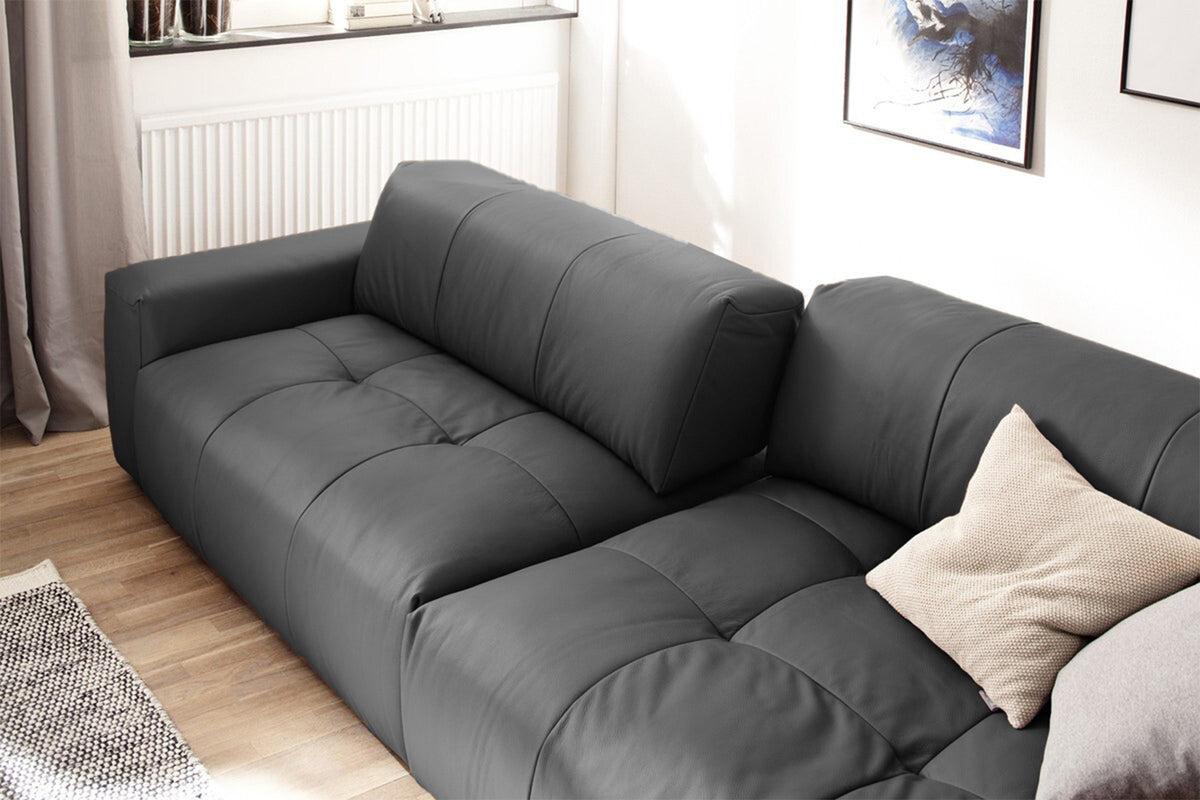 KAWOLA Big Sofa PALACE 3-Sitzer mit Sitztiefenverstellung Leder schwarz