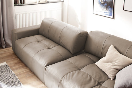 KAWOLA Big Sofa PALACE 3-Sitzer mit Sitztiefenverstellung Leder taupe