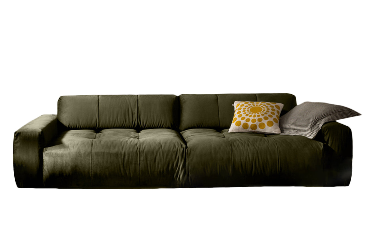 KAWOLA Big Sofa PALACE 3-Sitzer mit Sitztiefenverstellung Velvet oliv