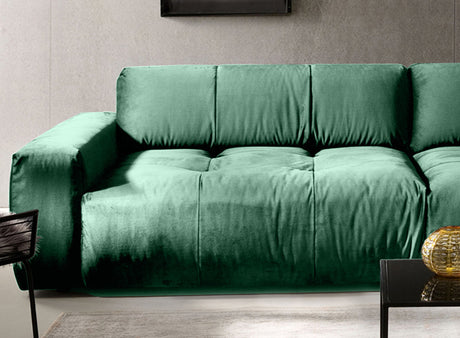 KAWOLA Big Sofa PALACE 3-Sitzer mit Sitztiefenverstellung Velvet smaragd