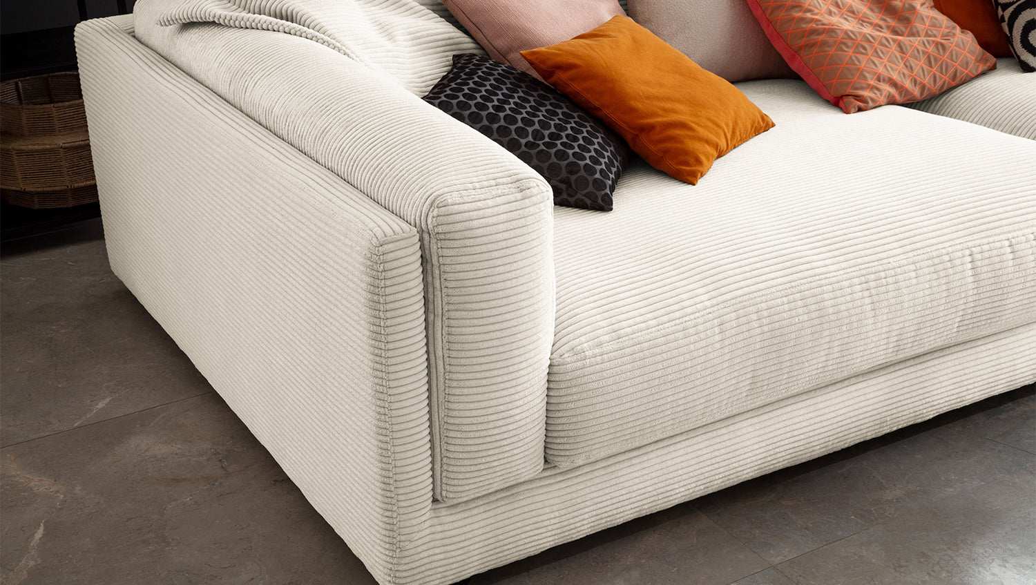 KAWOLA Big Sofa RAINA Cord cremeweiß