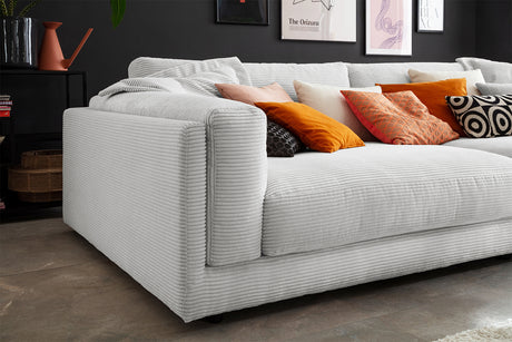 KAWOLA Big Sofa RAINA Cord hellgrau