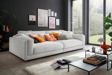 KAWOLA Big Sofa RAINA Cord hellgrau, 294 x 150
