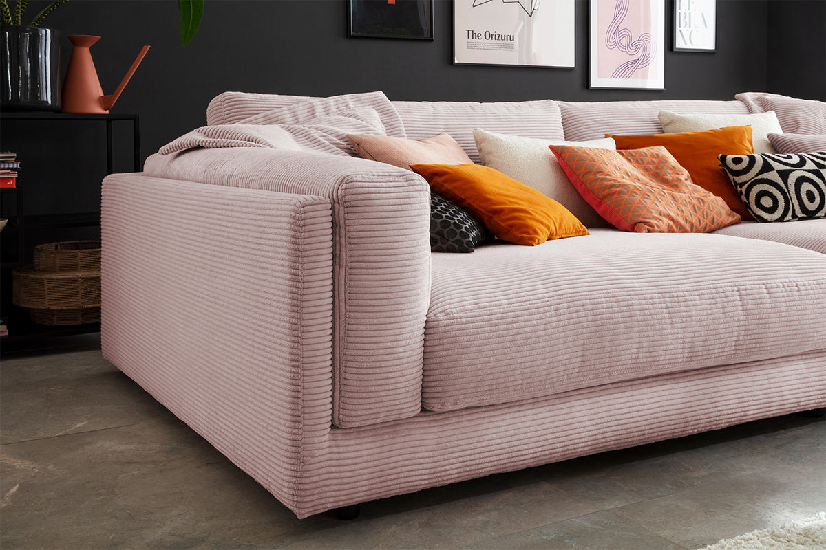 KAWOLA Big Sofa RAINA Cord rosa