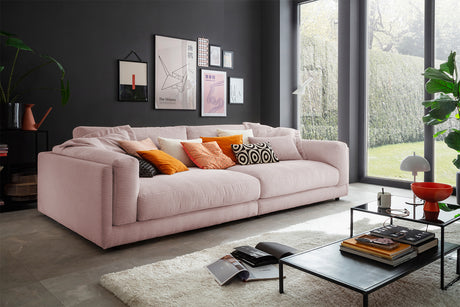 KAWOLA Big Sofa RAINA Cord rosa, 294 x 150