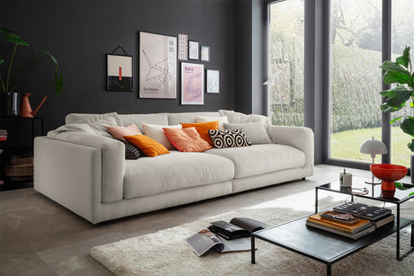 KAWOLA Big Sofa RAINA Cord steingrau, 294 x 150