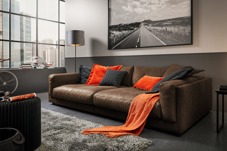 KAWOLA Big Sofa RAINA Leder braun, 294 x 150