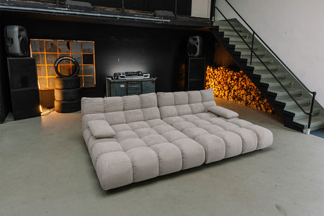 KAWOLA Big Sofa VIVIEN Feincord grau