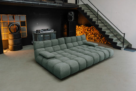 KAWOLA Big Sofa VIVIEN Feincord grün