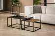 KAWOLA Couchtisch ABUNA Set 2-tlg. Metall schwarz / bronze