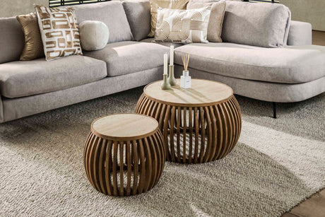KAWOLA Couchtisch ATUEL Set 2-tlg. Keramik weiß