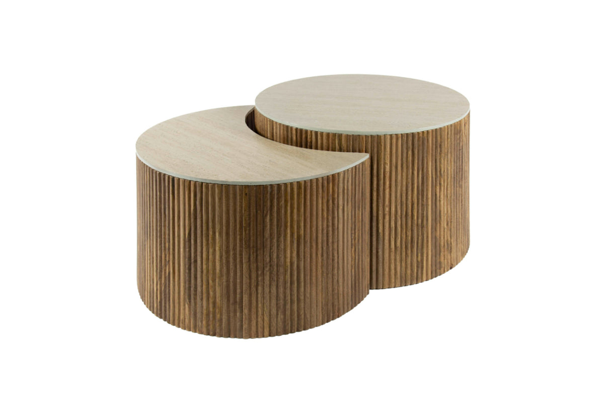 KAWOLA Couchtisch DESEADO Set 2-tlg. Keramik weiß