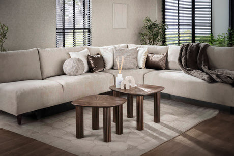 KAWOLA Couchtisch INKA Set 2-tlg. Teakholz braun viereckig