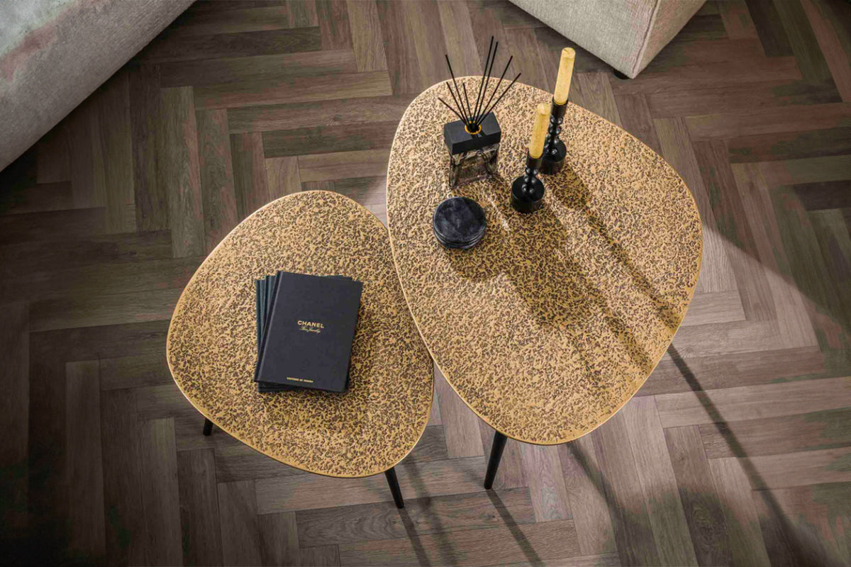 KAWOLA Couchtisch LAUCA Set 2-tlg. Metall bronze dreieckig