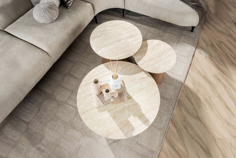 KAWOLA Couchtisch PRETO Set 3-tlg. Keramik weiß