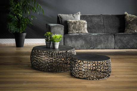KAWOLA Couchtisch SONO Set 2-tlg. Metall schwarz