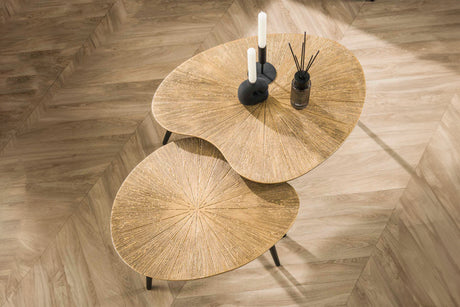 KAWOLA Couchtisch TIBALI Set 2-tlg. Metall bronze nierenförmig