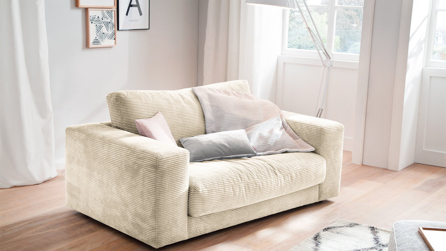 KAWOLA Doppelsessel MADELINE Loveseat Cord cremeweiß