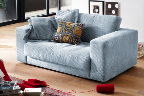 KAWOLA Doppelsessel MADELINE Loveseat Cord hellblau