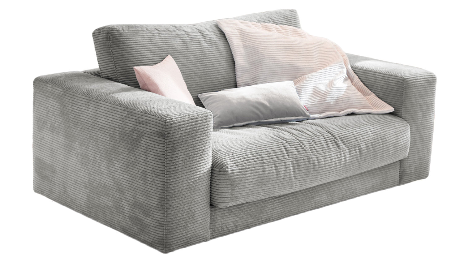 KAWOLA Doppelsessel MADELINE Loveseat Cord hellgrau