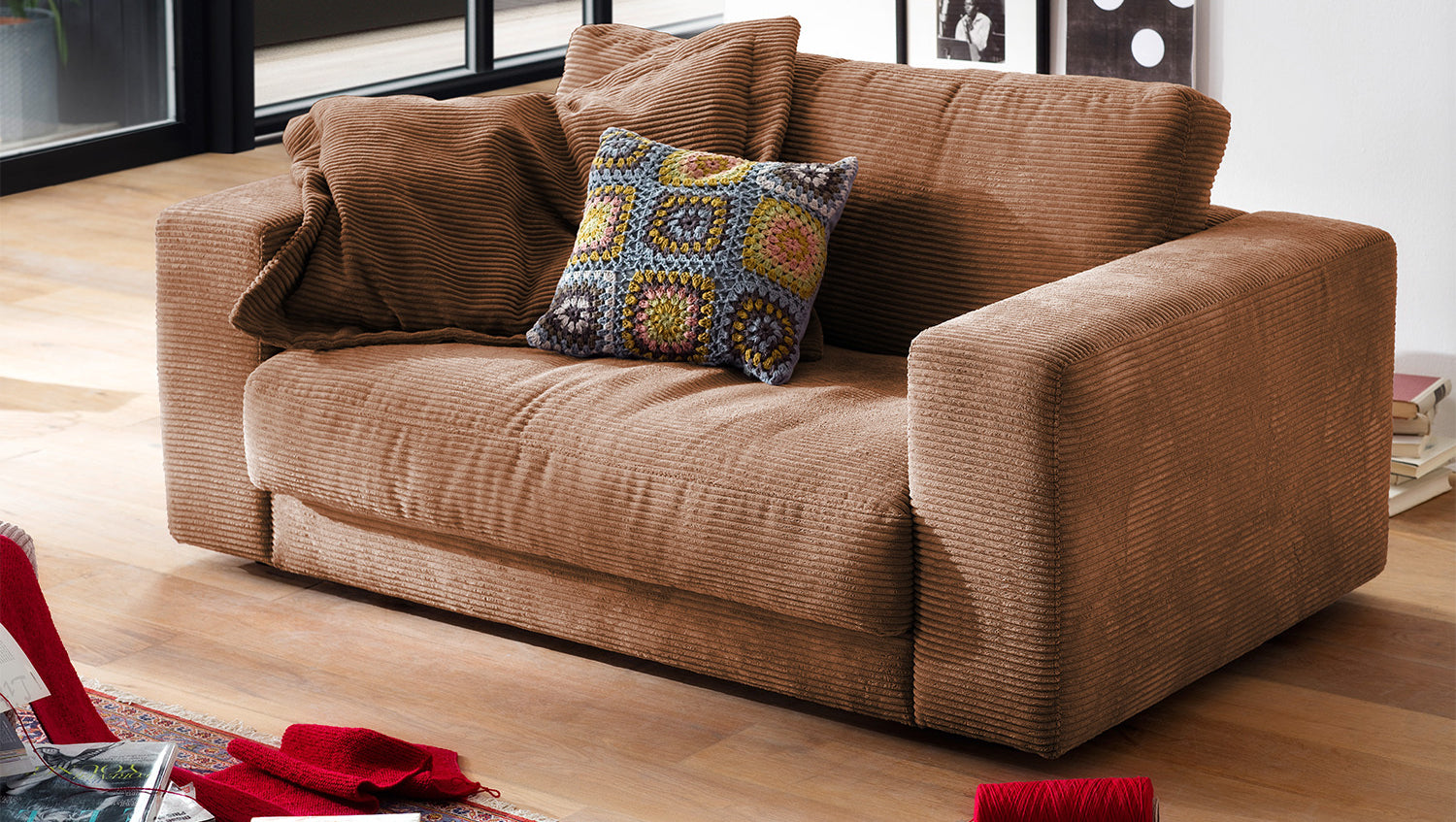 KAWOLA Doppelsessel MADELINE Loveseat Cord rost