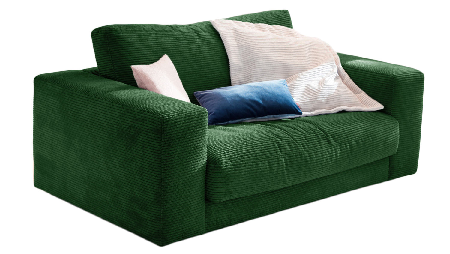 KAWOLA Doppelsessel MADELINE Loveseat Cord smaragd