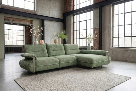 KAWOLA Ecksofa ANISSA Stoff grün manuelle Rückenverstellung, Rechts