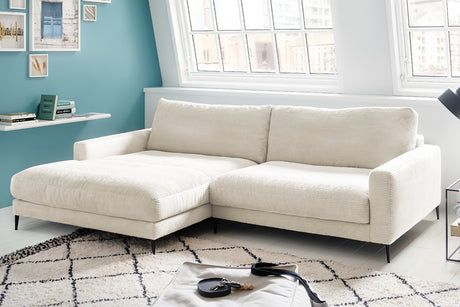 KAWOLA Ecksofa CARA Sofa Cord cremeweiß