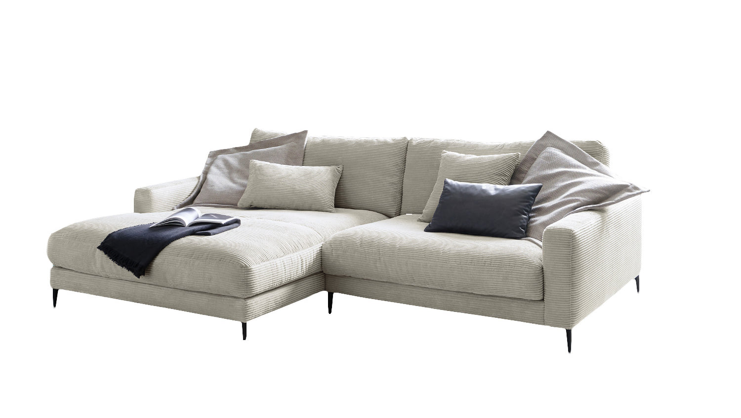 KAWOLA Ecksofa CARA Sofa Cord cremeweiß