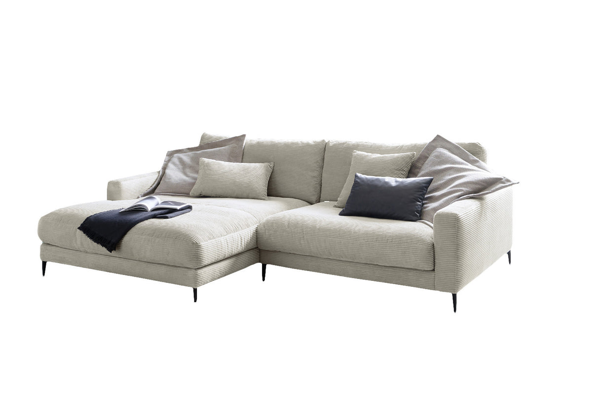 KAWOLA Ecksofa CARA Sofa Cord cremeweiß