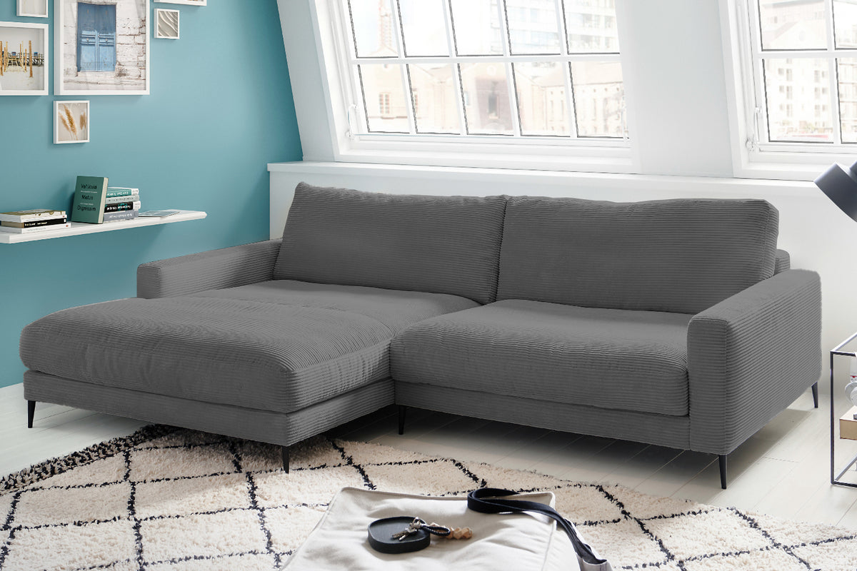 KAWOLA Ecksofa CARA Sofa Cord grau