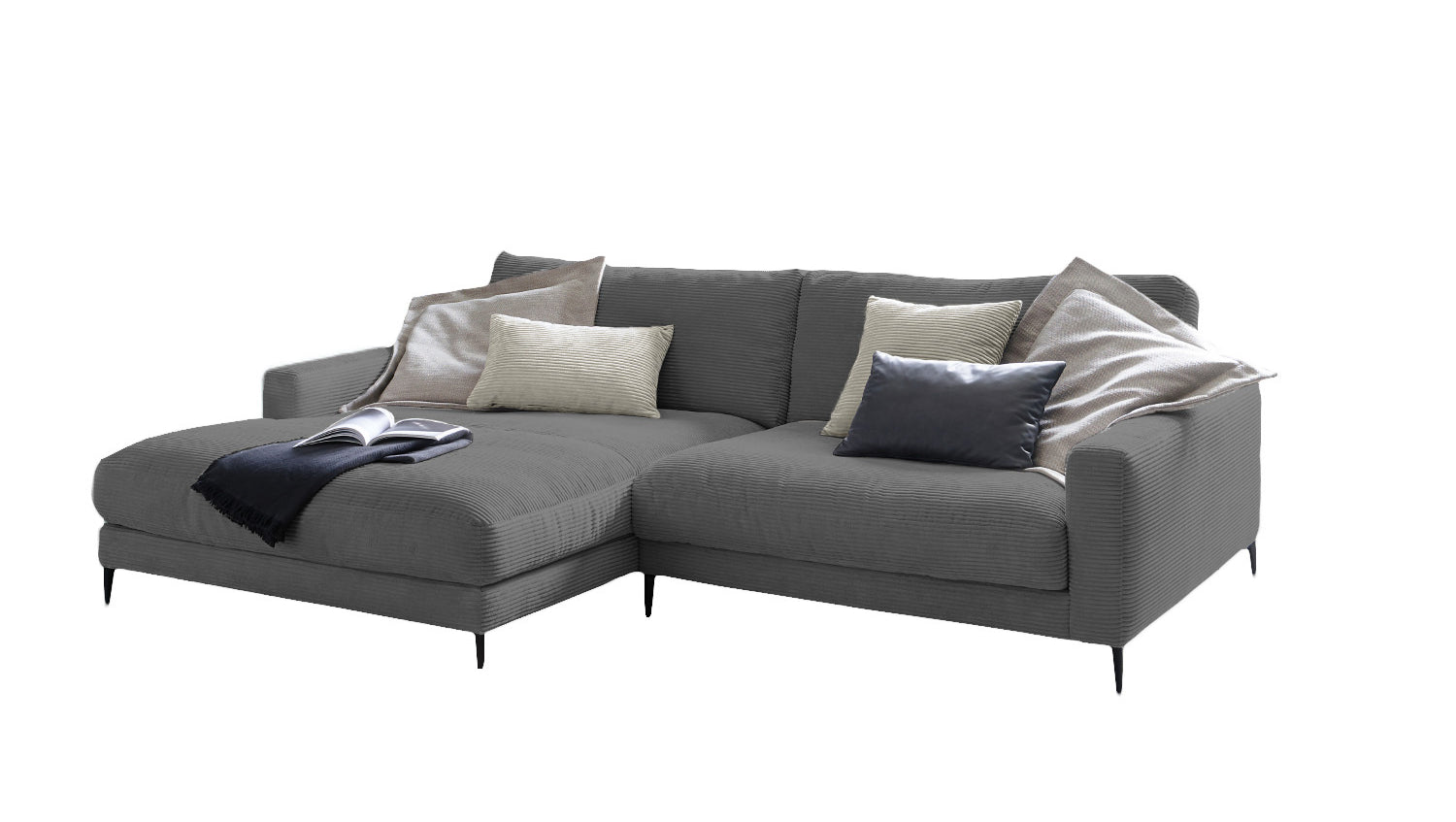 KAWOLA Ecksofa CARA Sofa Cord grau